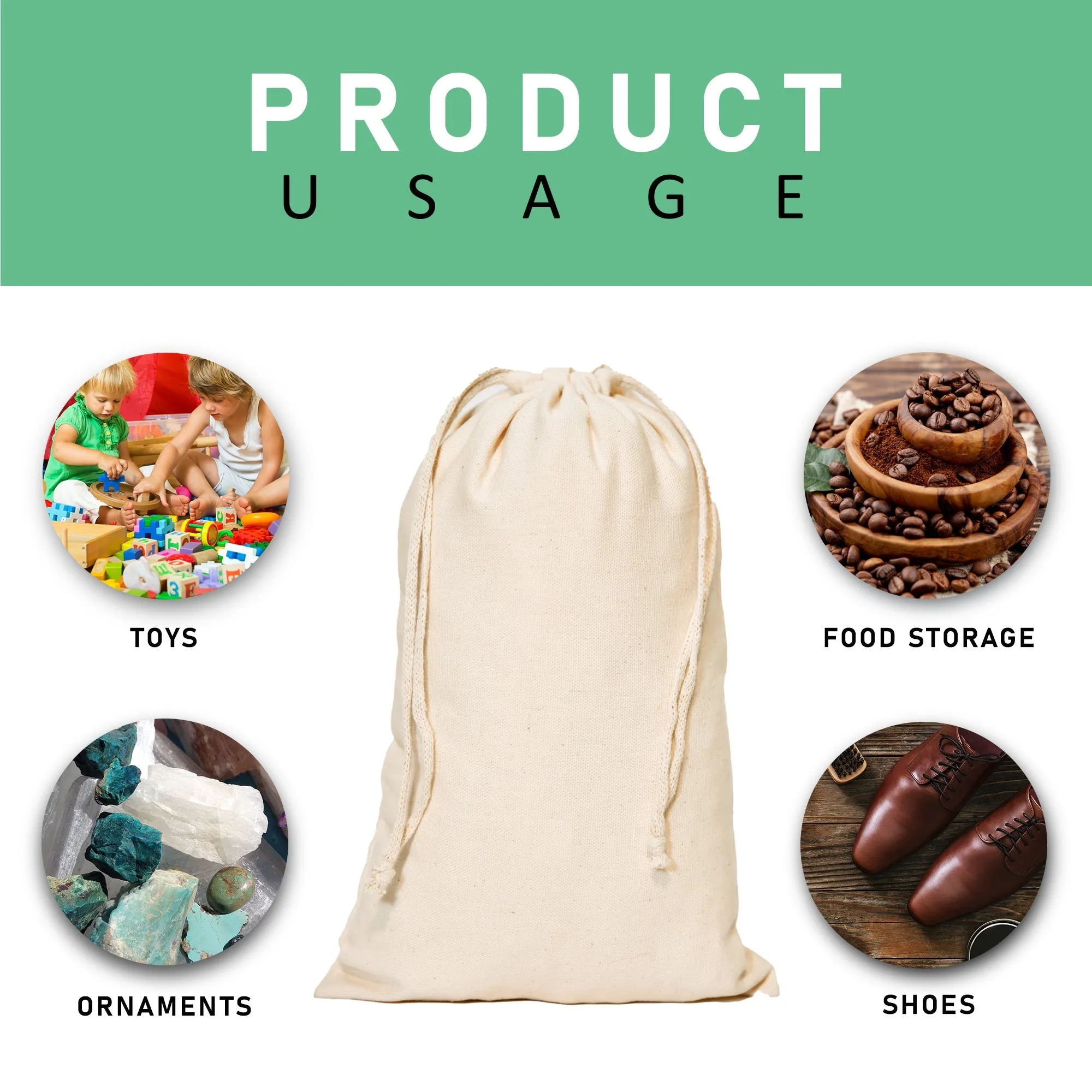 7x9 Inch Double Drawstring Bags