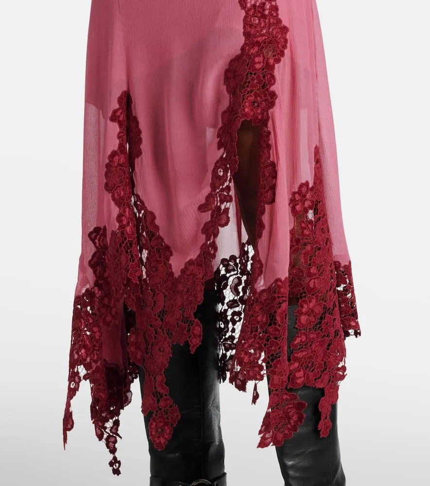 Acne Studios Lace-trimmed cr√É¬™pe midi dress