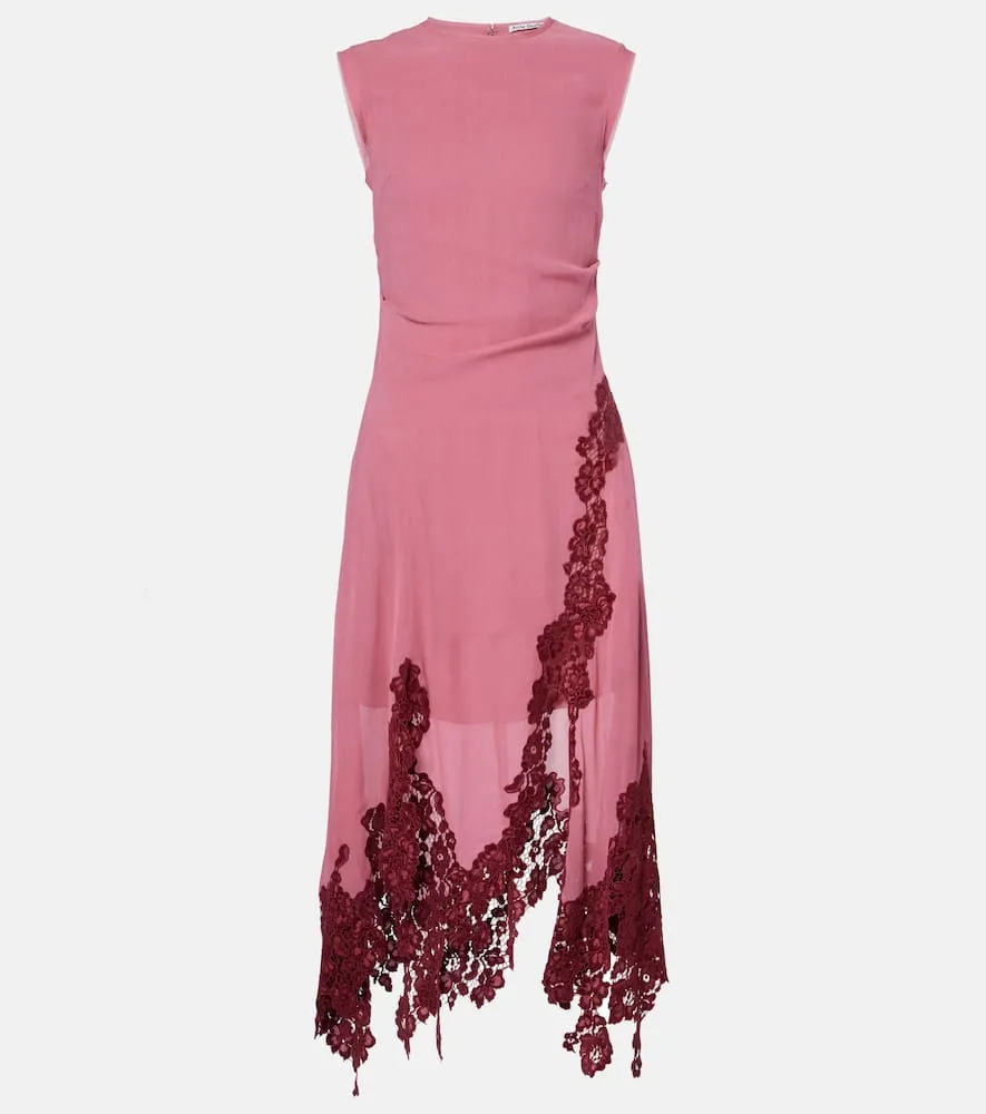 Acne Studios Lace-trimmed cr√É¬™pe midi dress