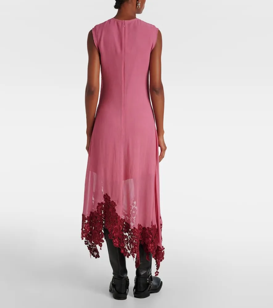 Acne Studios Lace-trimmed cr√É¬™pe midi dress