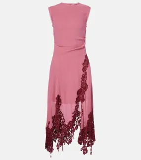 Acne Studios Lace-trimmed cr√É¬™pe midi dress