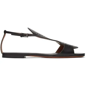 ALAÃA Black Plastron Openwork Flat Sandals