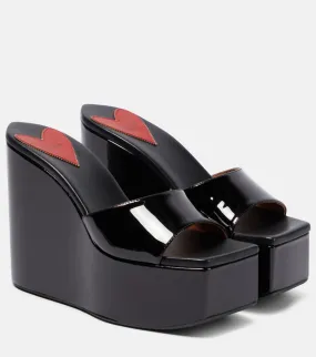 Alaia Patent leather platform wedge mules