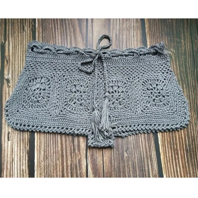 Amore Crochet Boho Bohemian Swim Bikini Shorts