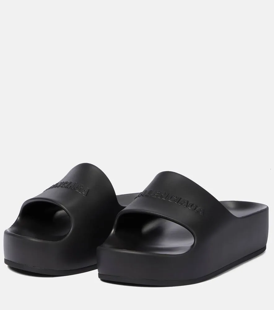 Balenciaga Logo rubber platform slides