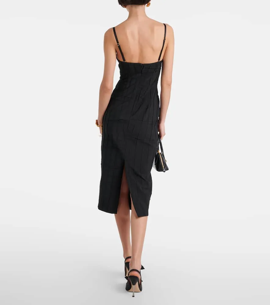 Blumarine Floral-appliqué strapless midi dress
