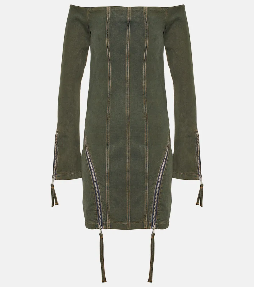 Blumarine Off-shoulder denim minidress