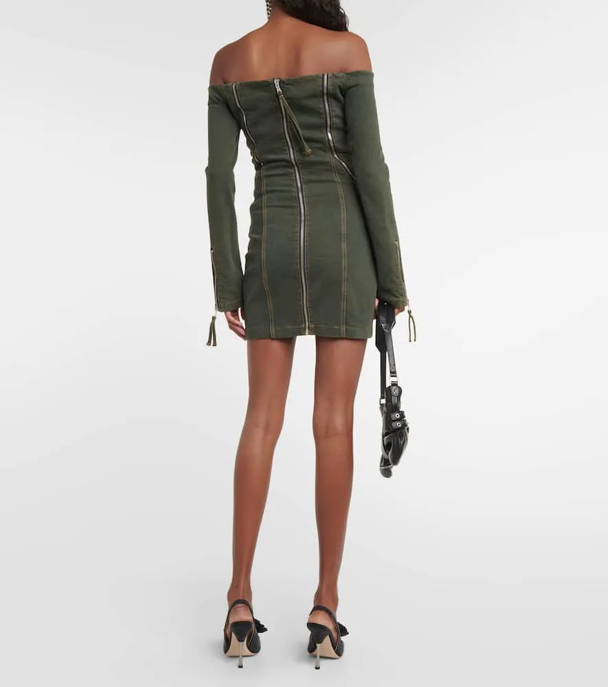 Blumarine Off-shoulder denim minidress