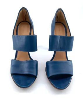 Bottega Veneta Blue and Brown Leather Sandal Heels, New