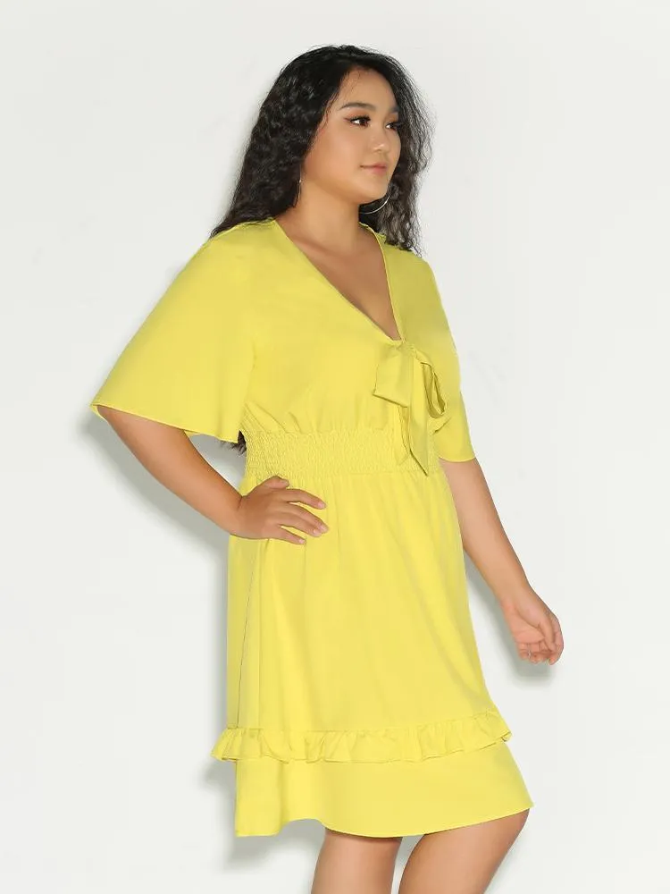Bowknot Backless Ruched Swimwear