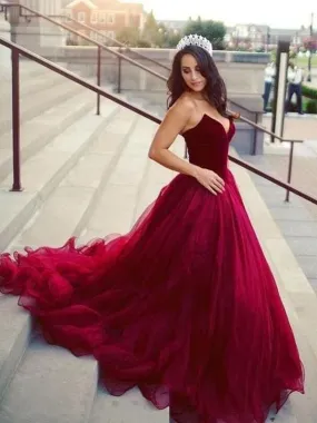 Bridelily Ball Gown Sleeveless Sweetheart Court Train Tulle Dresses