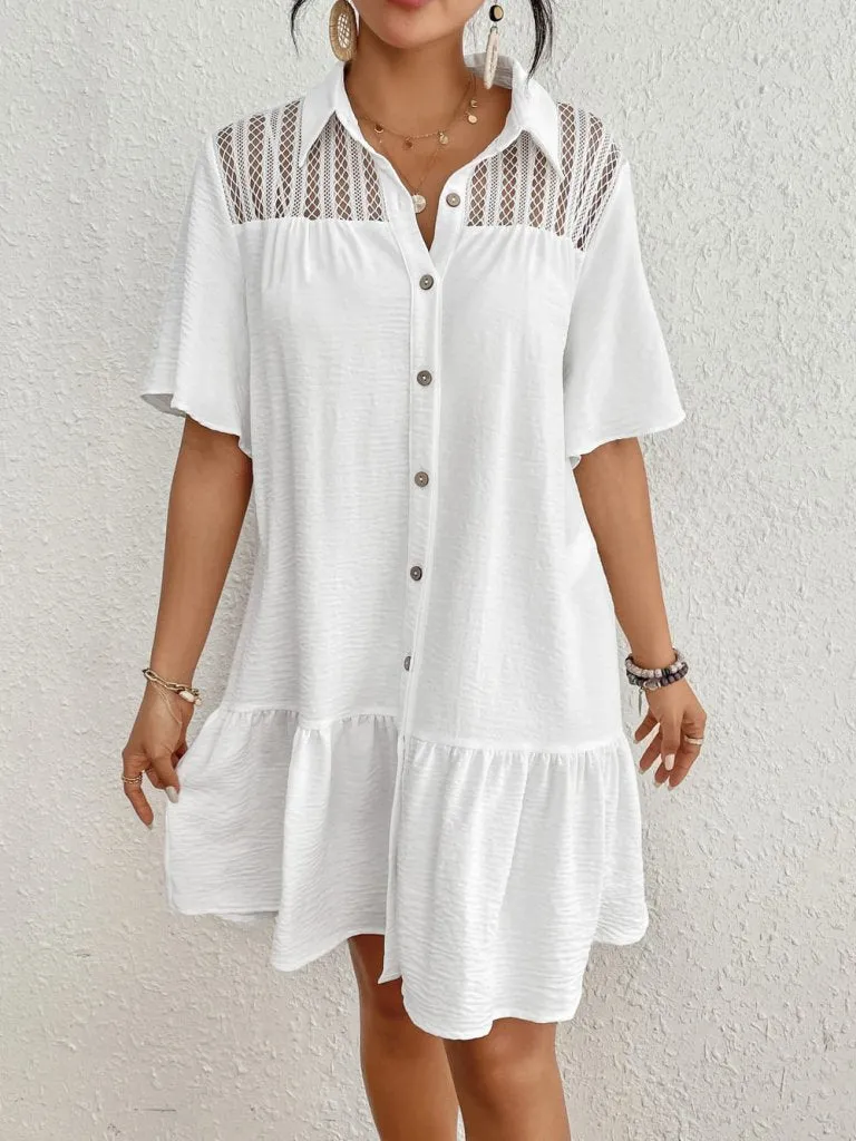 Button-Down White Shirt Swim Cover Up Dress