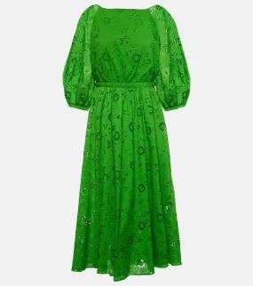Carolina Herrera Openwork embroidered cotton midi dress