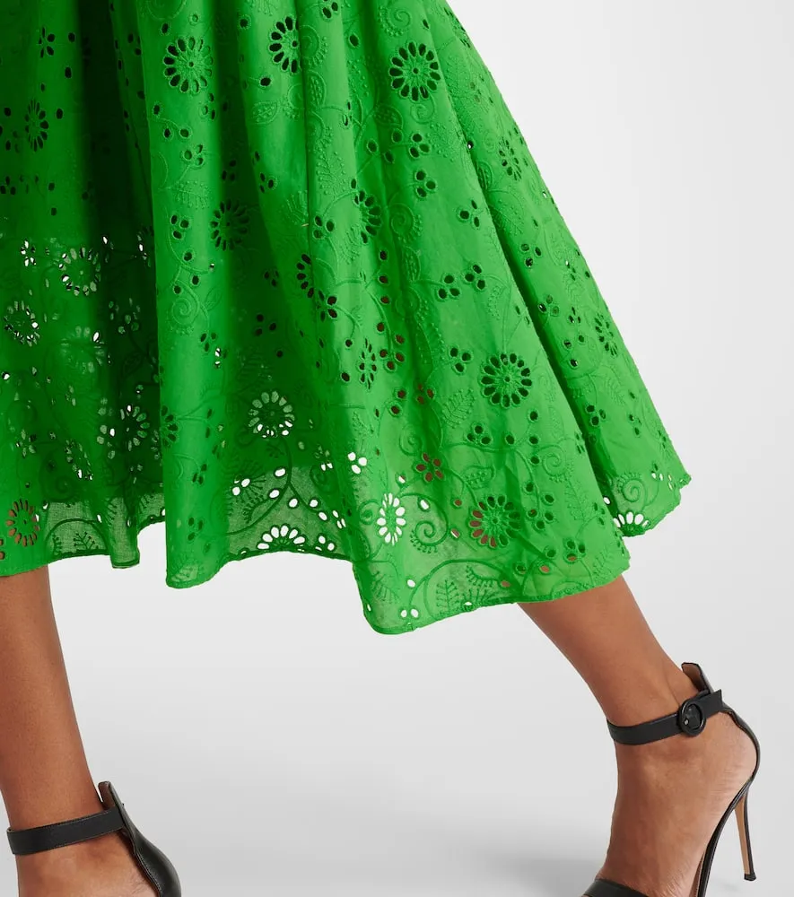 Carolina Herrera Openwork embroidered cotton midi dress