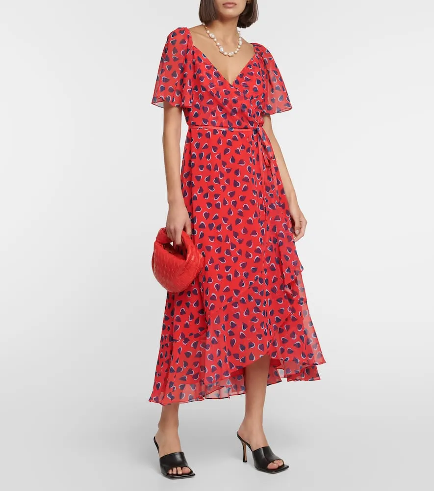 Carolina Herrera Printed georgette wrap midi dress