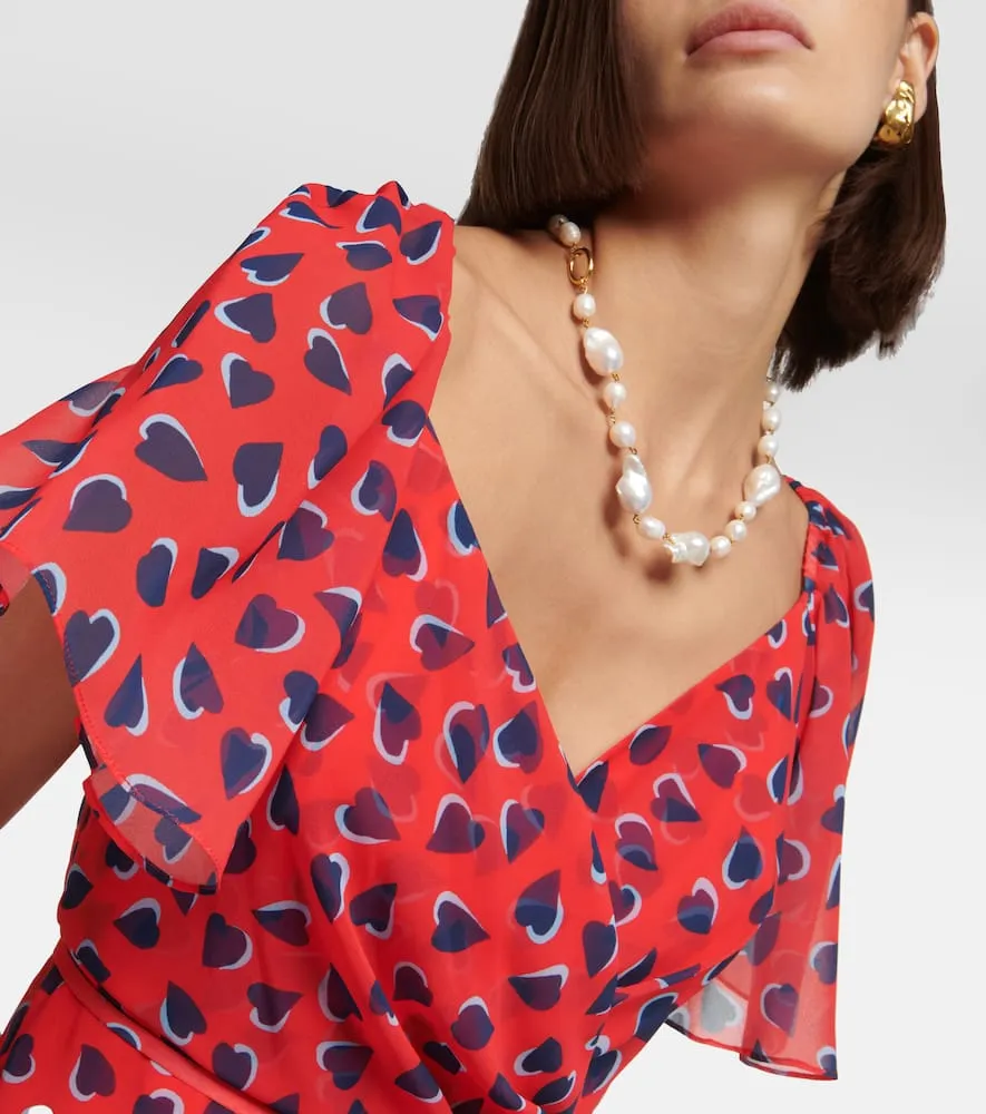 Carolina Herrera Printed georgette wrap midi dress