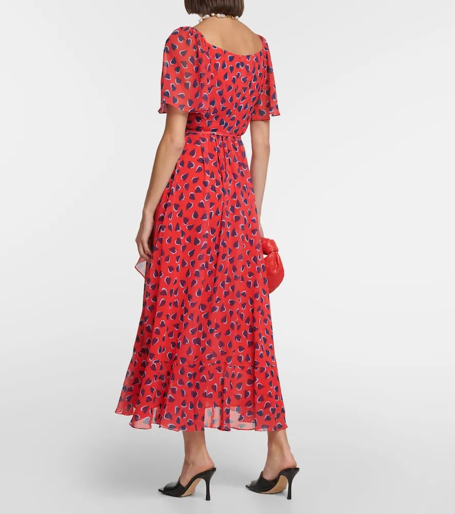 Carolina Herrera Printed georgette wrap midi dress