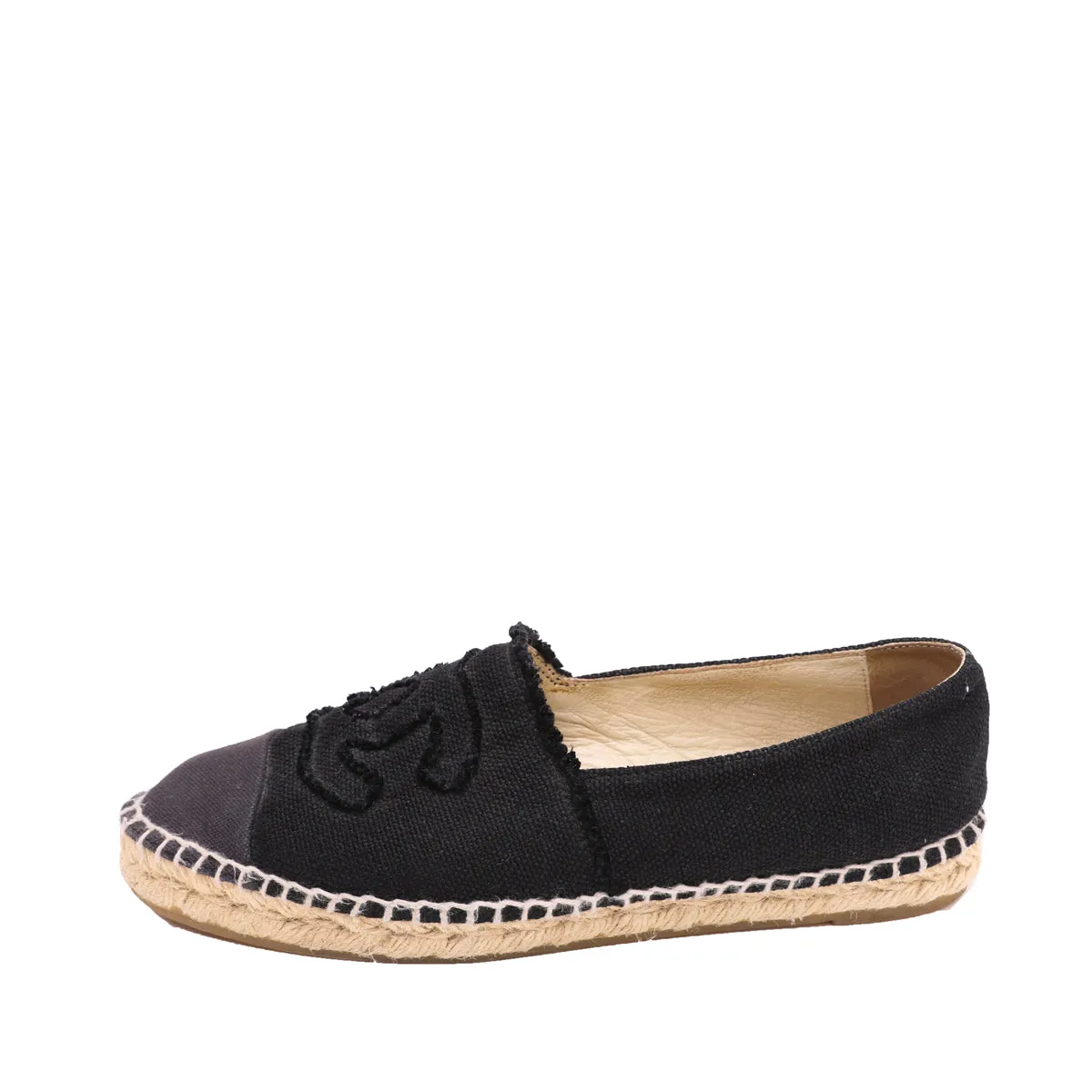 Chanel Black CC Linen Espadrille 40