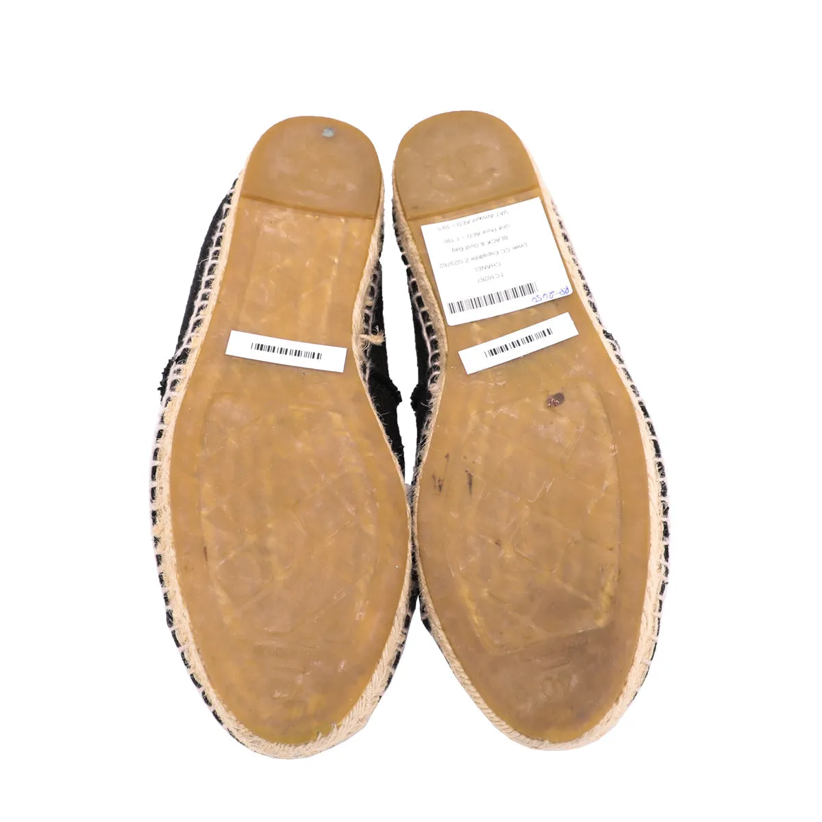 Chanel Black CC Linen Espadrille 40