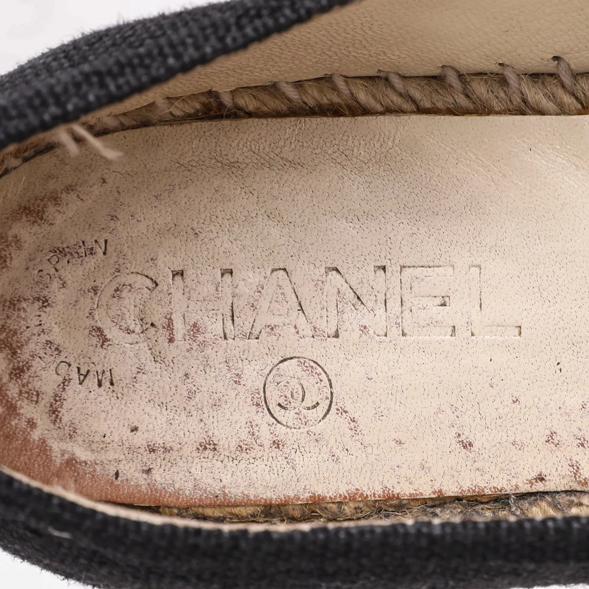 Chanel Black CC Linen Espadrille 40