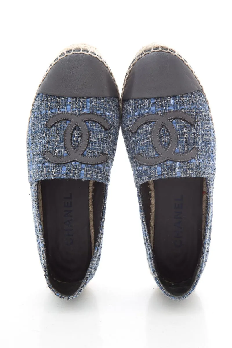Chanel Blue Wool Cap Toe Espadrille SZ 37