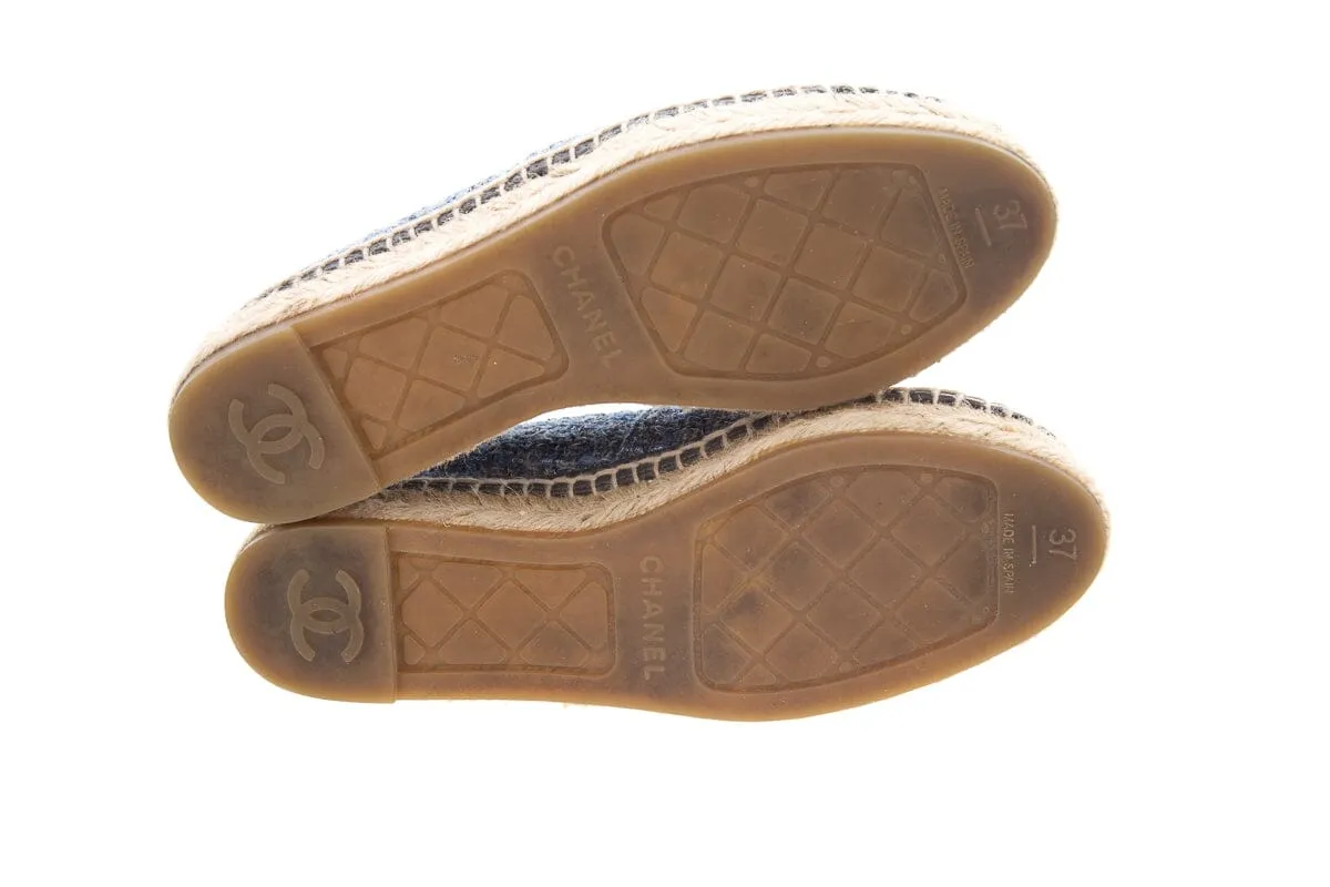 Chanel Blue Wool Cap Toe Espadrille SZ 37