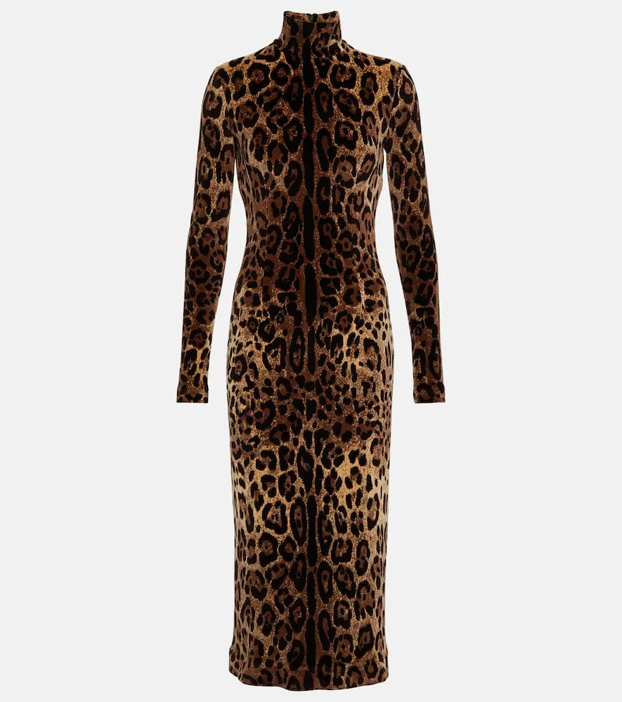 Dolce&Gabbana Jacquard leopard-print midi dress