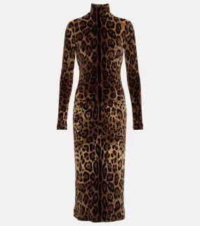 Dolce&Gabbana Jacquard leopard-print midi dress