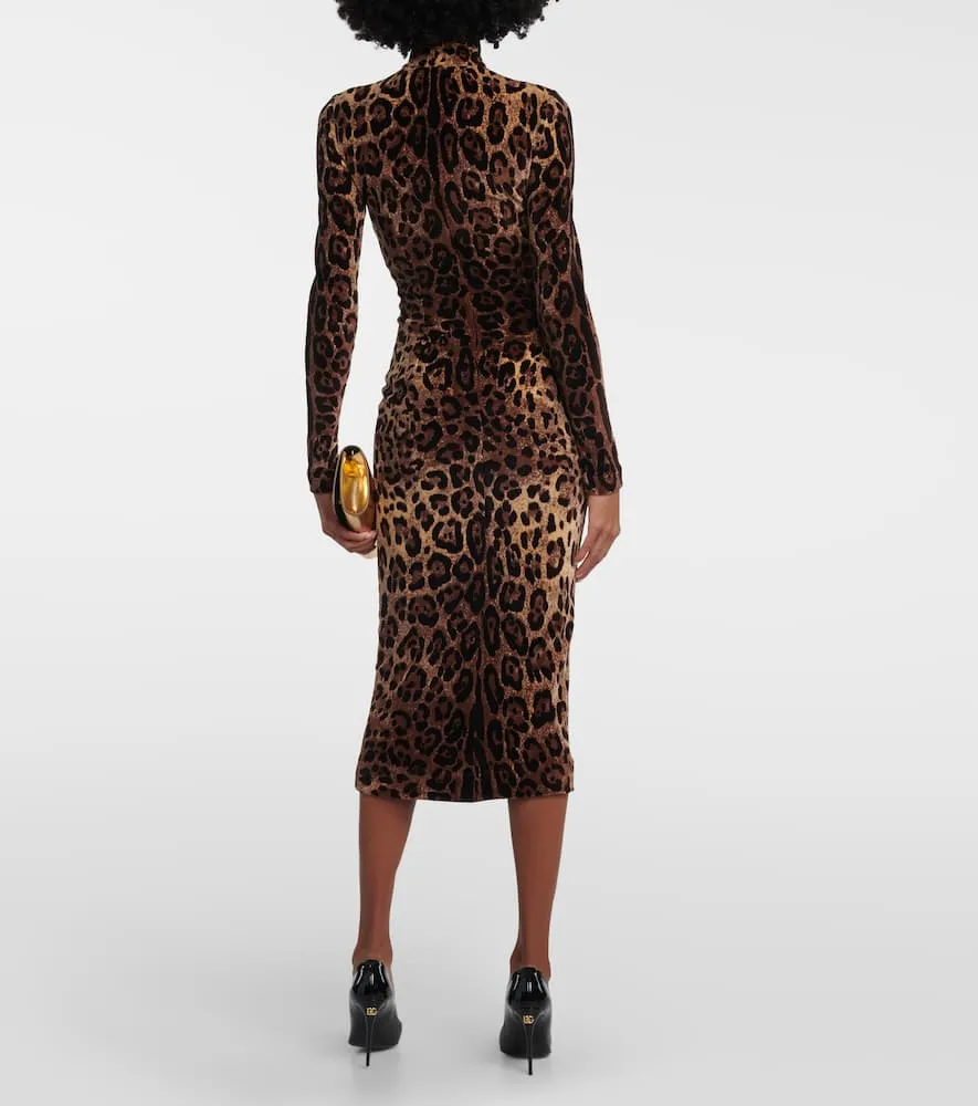 Dolce&Gabbana Jacquard leopard-print midi dress