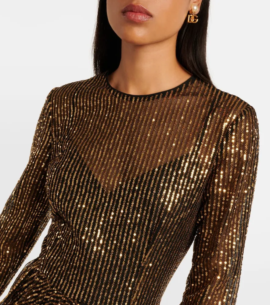 Dolce&Gabbana Sequined tulle midi dress