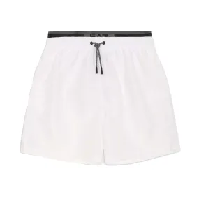 EA7 Emporio Armani Double Waistband Swim Shorts White