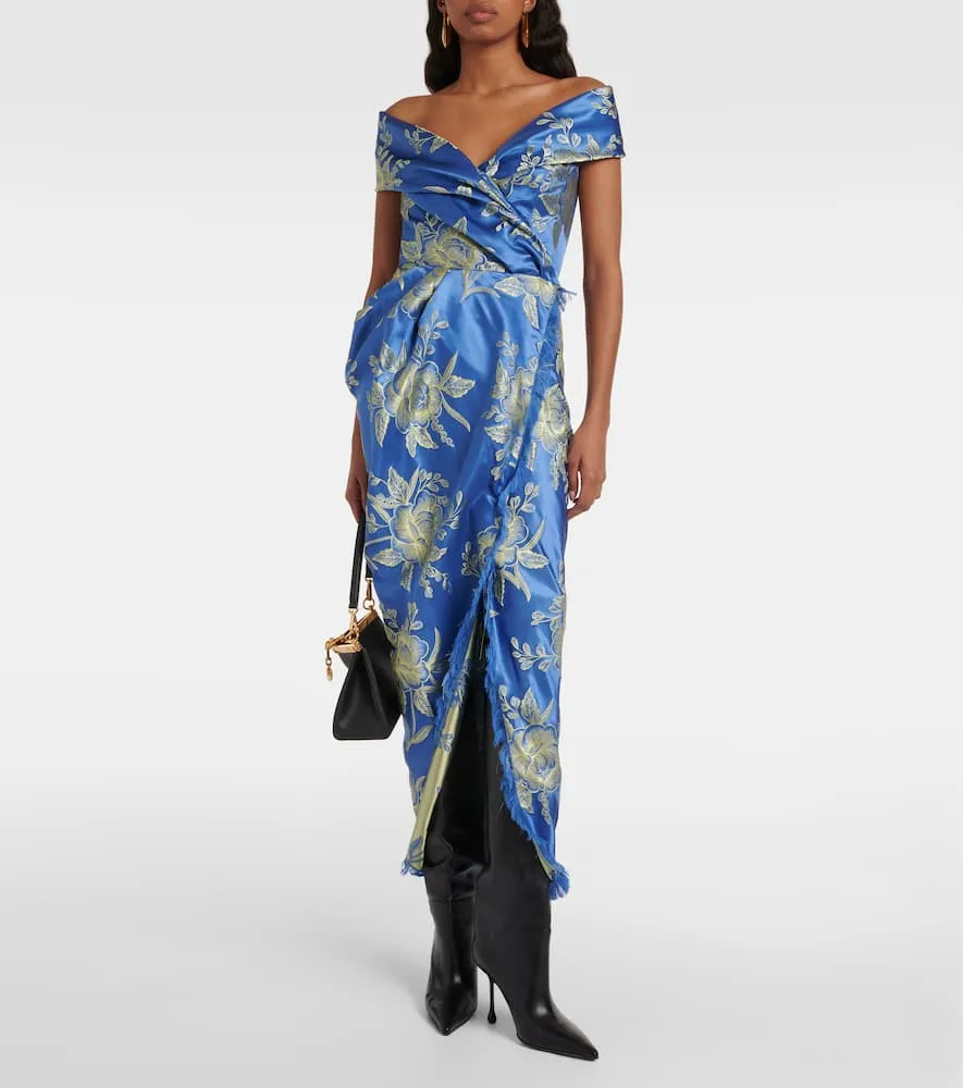 Etro Off-shoulder jacquard midi dress