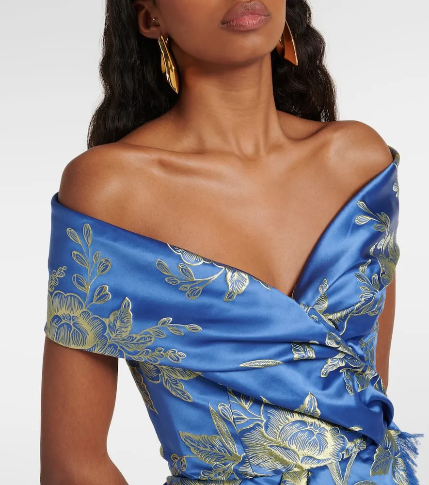 Etro Off-shoulder jacquard midi dress