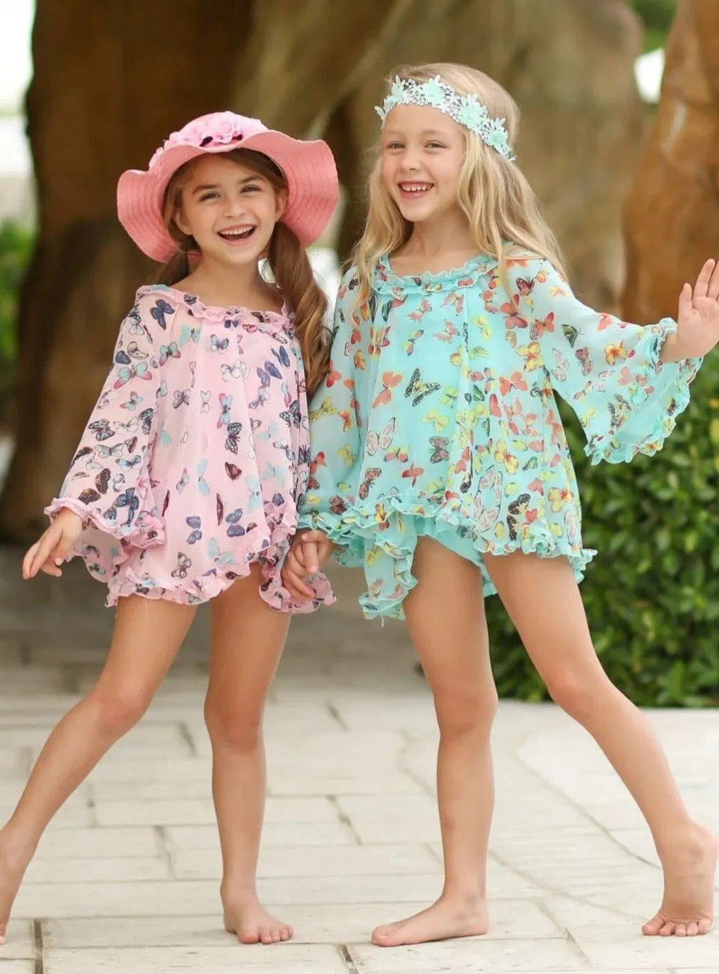Girls Be A Butterfly One Piece Swimsuit with Matching Cover Up