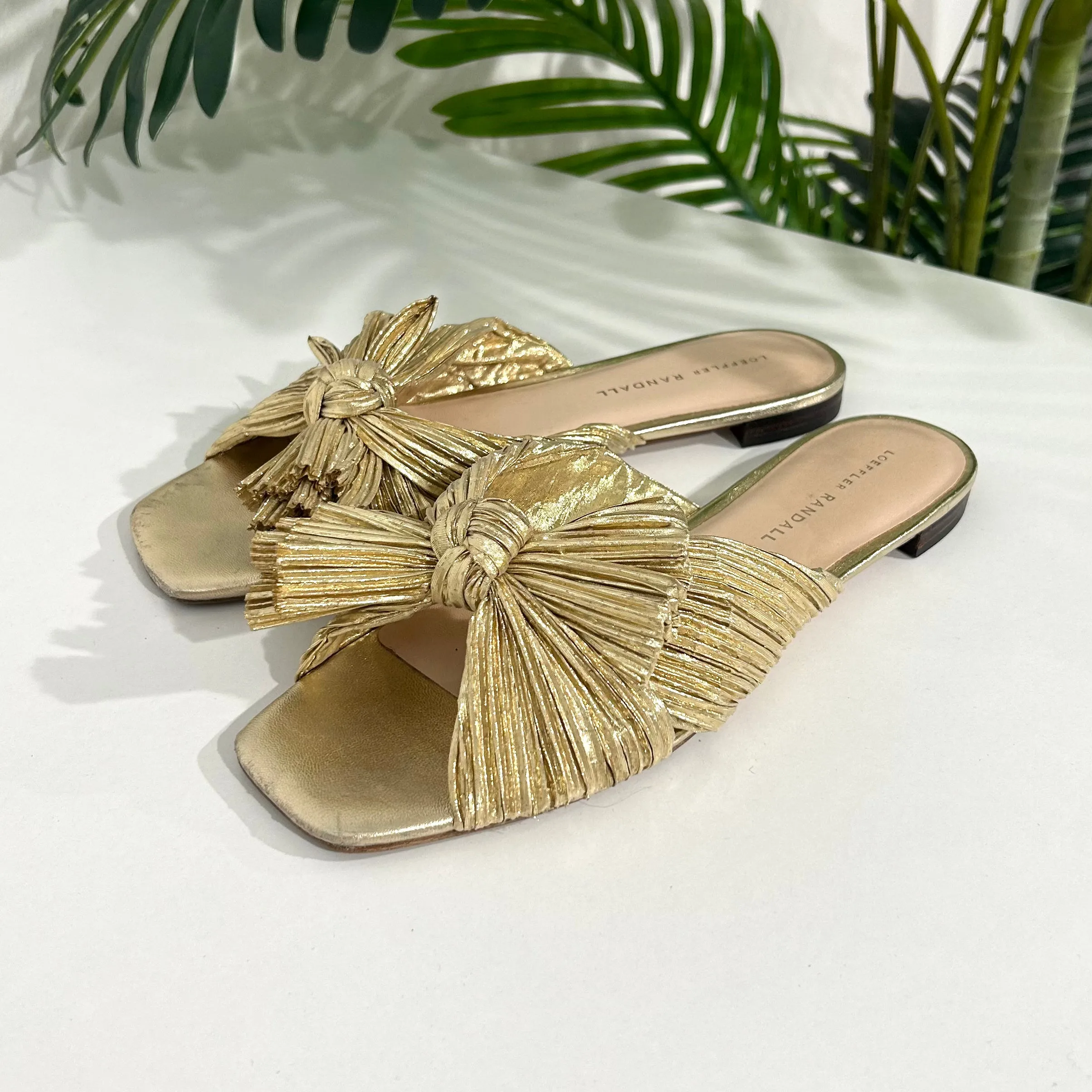 Loeffler Randall Gold Slide Sandals