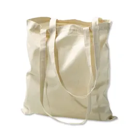 Long Handle Natural Cotton Tote Bags, Flat, TBL01 (15" x 16")