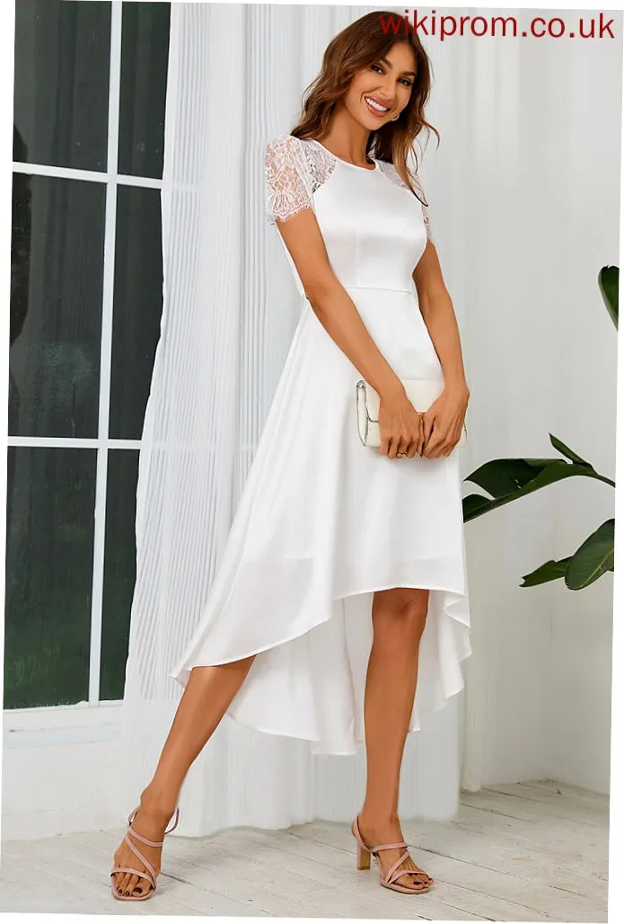 Midi Dresses Leia A-line Neck Short Sleeves Round Elegant Satin Club Dresses