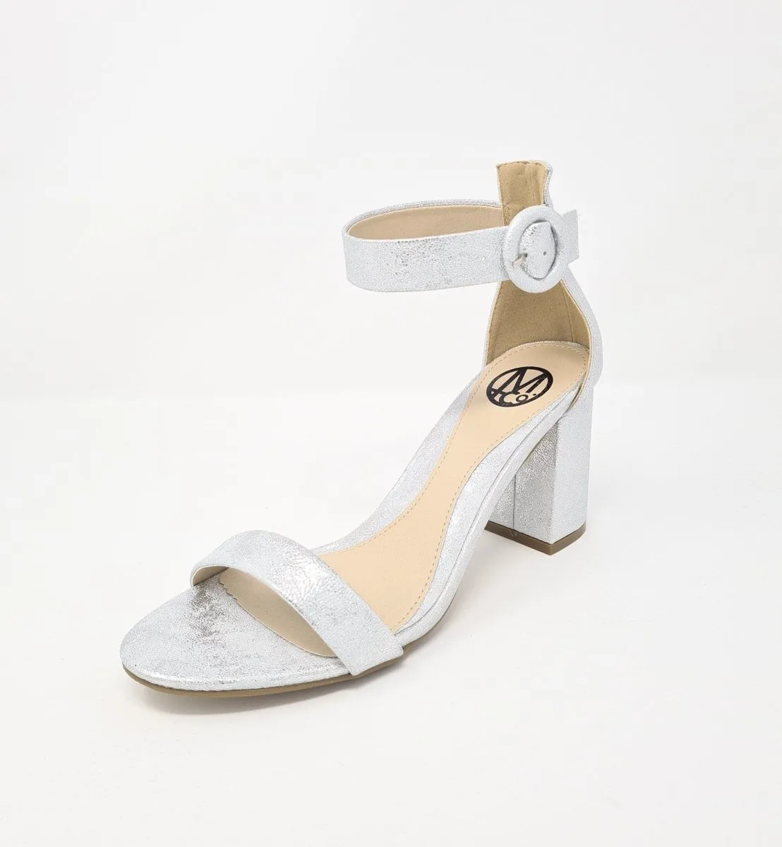 Millie & Co Lisa Silver Block High Heels