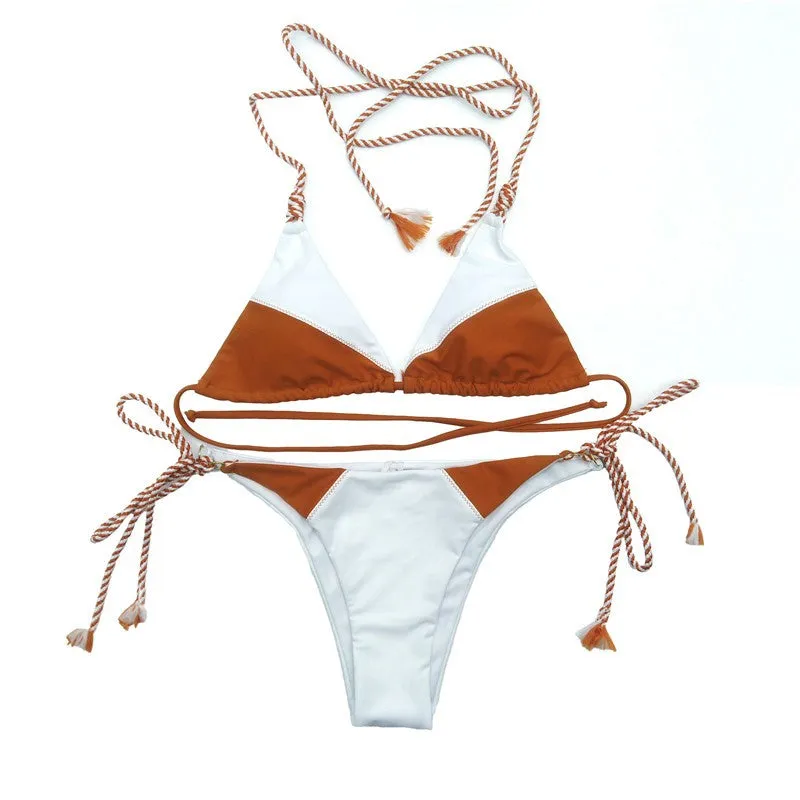 Orange and white Triangle bikinis