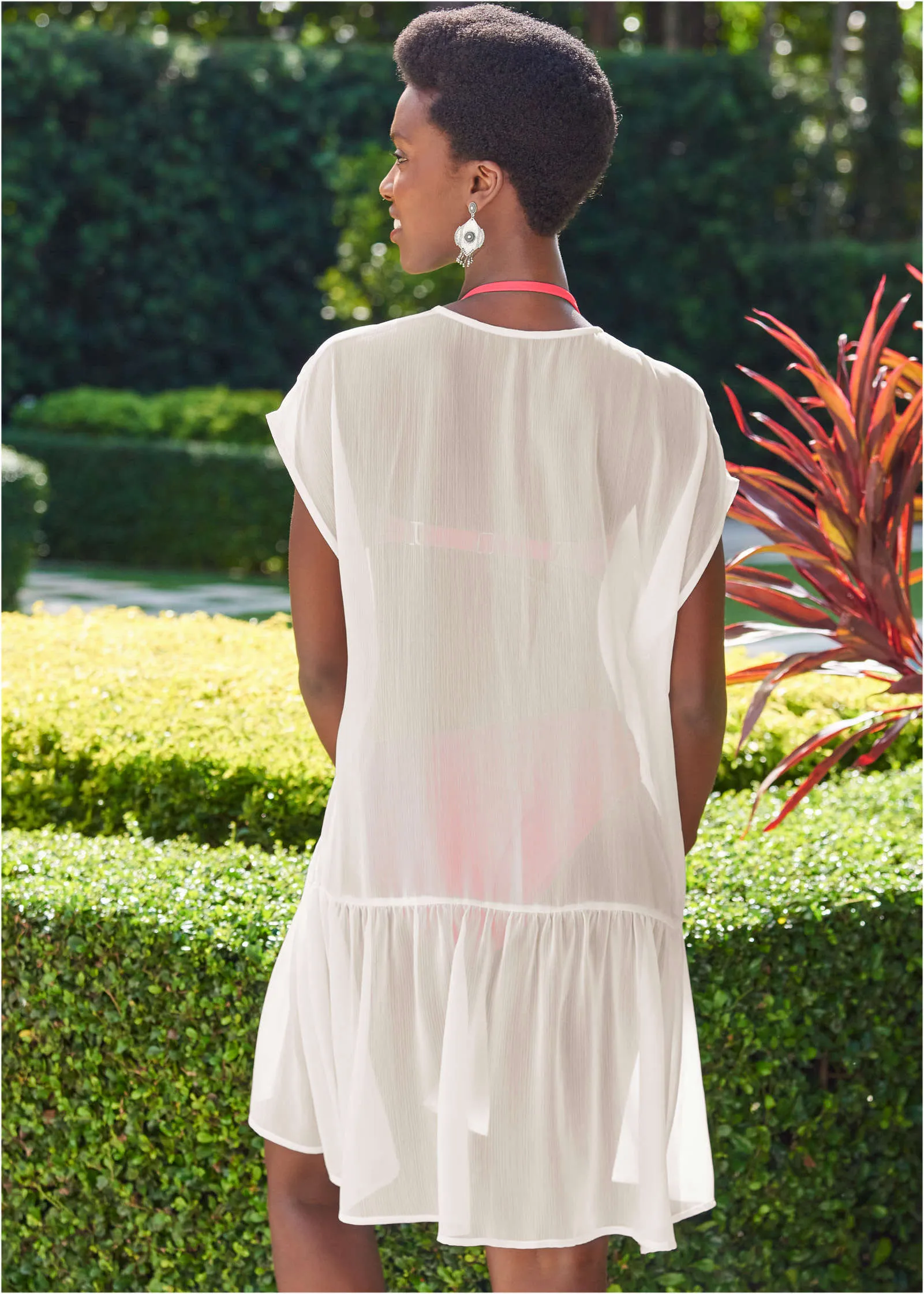 Ruffle Hem Tunic - Pearl White