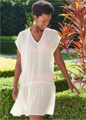 Ruffle Hem Tunic - Pearl White