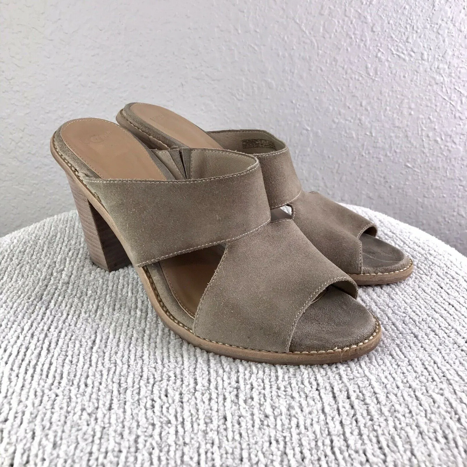 Suede Open Toe Stacked Heel