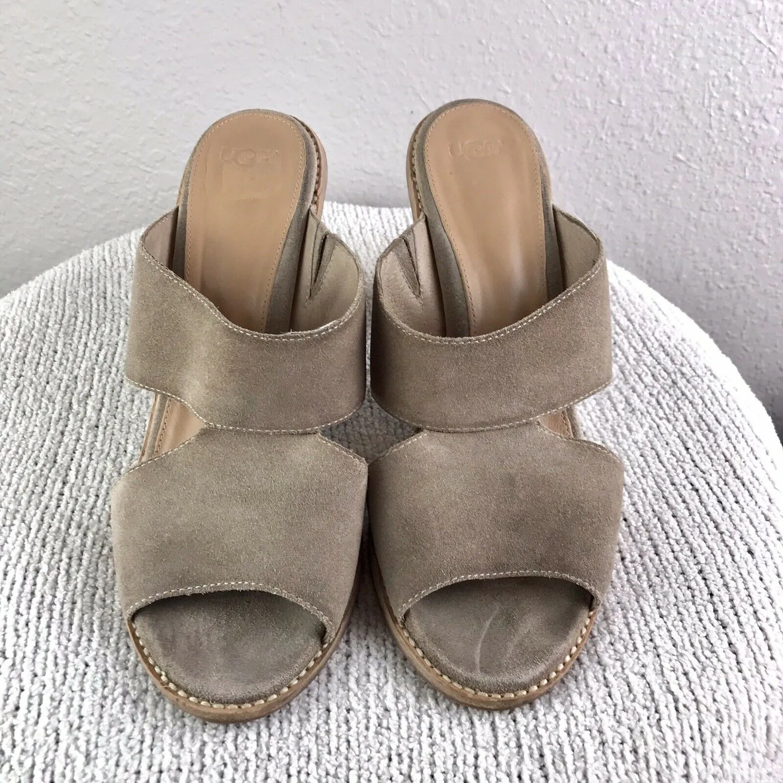 Suede Open Toe Stacked Heel